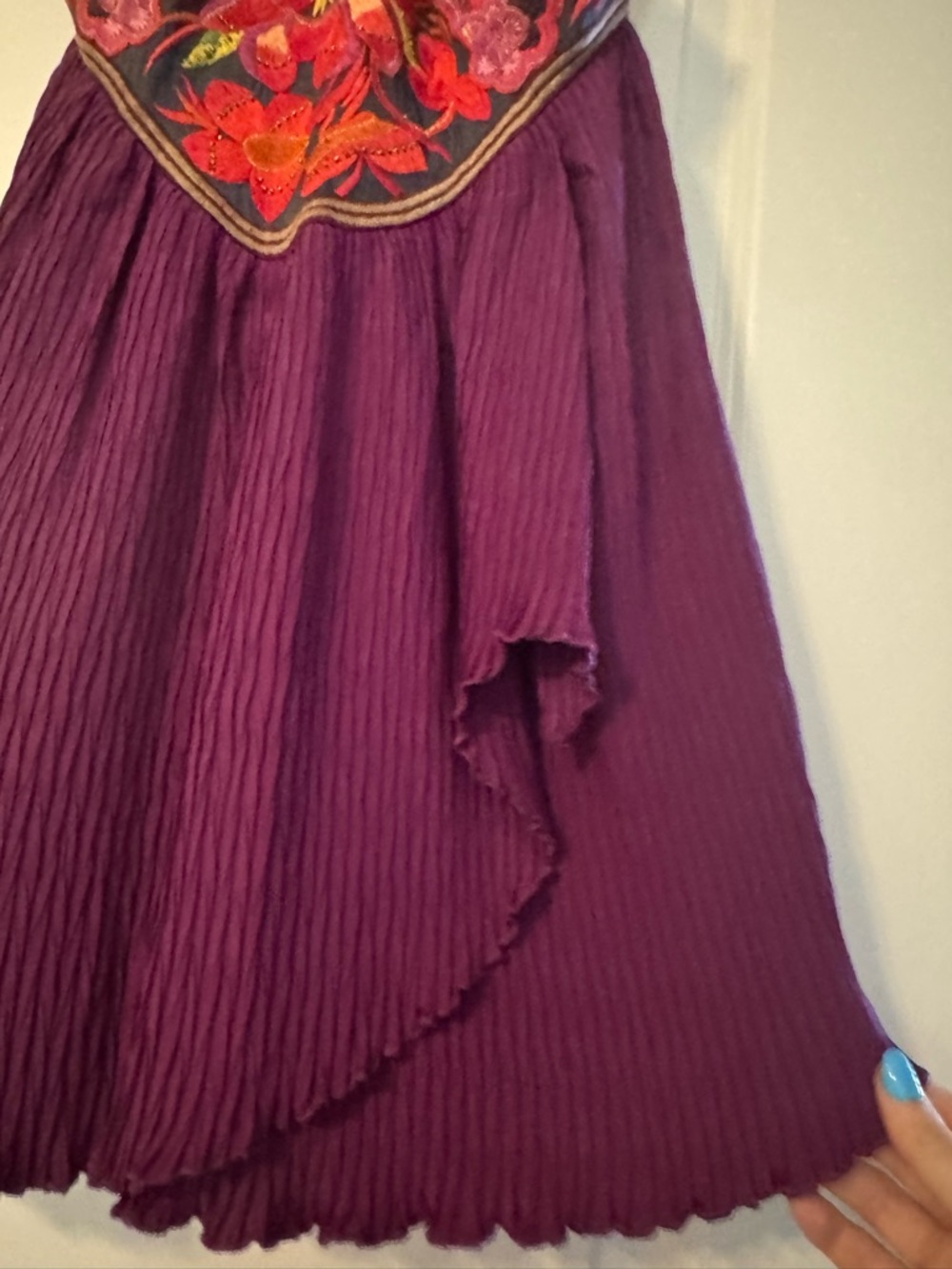 Free People Purple Halter Dress with Colorful Embroidered Front Panel - Picture 4 of 8